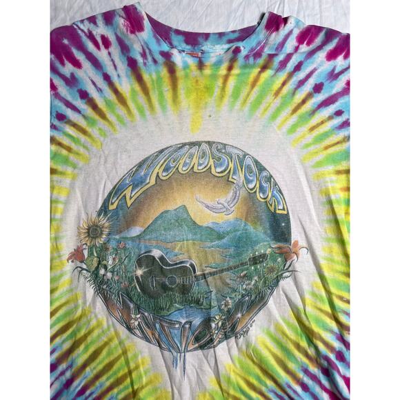 Vintage 80's Woodstock Nation Boot Hanes Size Large 100% Cotton Tie-Dye T-shirt - Picture 6 of 9